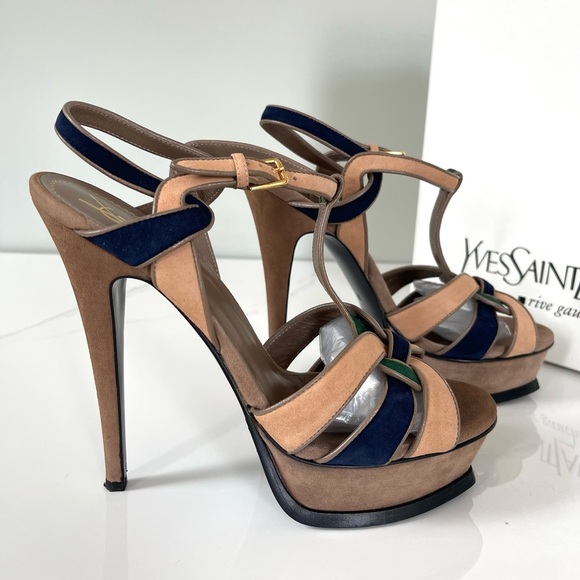 AUTHENTIC YSL TRIBUTE SUEDE HEELS - Picture 1 of 16
